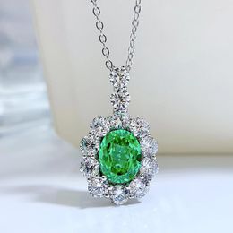 Chains 2023 European And American Product S925 Silver Handkerchief Green 8 10mm Necklace Female Clavicle Chain Retro Style Pendan