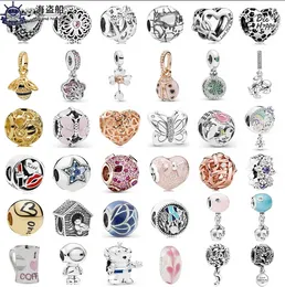 Authentic 925 Silver Dangle silver heart charm for Pandora - Dragonfly, Butterfly, Bee, and Honeycomb Beading - Perfect Bead for Any Occasion