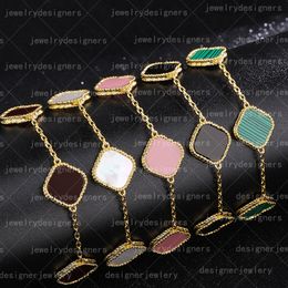 designer jewellery fashion women clover bracelet 4/four leaf Agate Shell gold silver chains silver rose plated 5 flower Charms Vintage Necklace luxury bracelet