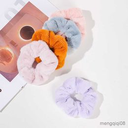 Other New Warm Soft Hair Scrunchies Furry Elastic Band Women Girls Ponytail Holder Rubber Ties Accessories R230608