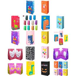 Packing Bags Paper Popcorn Party Bag Pouch Supply Wedding Decorations 13X8X24Cm Balloon Blue Festival Candy Light Orange Pink Purple Otflv