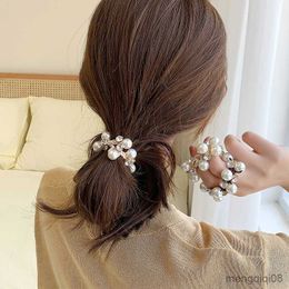 Other Hair Ties Women Pearls Rhinestone Scrunchie Ponytail Hold Bands Headband Tie Rubber Fashion Accessories R230608
