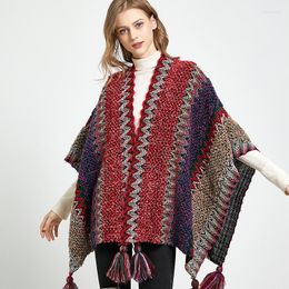 Scarves Ethnic Cape Travel Bohemian Pattern Scarf Tassel Women Thickened Warm Retro Spring Cardigan Coat Ponchos And Capes