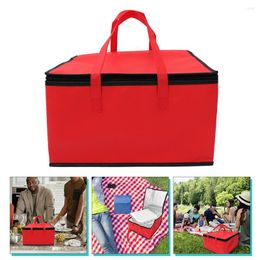 Dinnerware Sets Foldable Shopping Bag Insulation Bags Warm Commercial 44X44X24CM Grocery Transport Pouch Red Non-woven Fabric Zipped Lunch