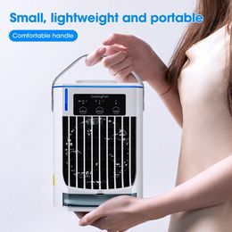 Other Home Garden Haillicare Portable Air Cooler Desktop Cooling Fan Water Cooling Spray Fan USB Office Air Conditioning Cooler 500ml Water Tank 230607