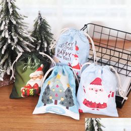 Storage Bags Christmas Gift Bag Canvas Santa Sack Dstring With Reindeers Claus For Kid Candy Organizer Dbc Drop Delivery Home Garden Dhlhg