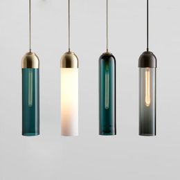 Pendant Lamps Nordic Glass Single Lamp Design Smoke Hanging Lights Coffee Shop Lighting El E27