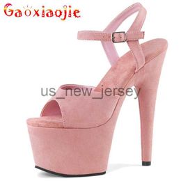 Sandals Women Sandals Suede Super High Heel 20CM Pole Dance Shoes Platforms 10CM Nightclub Striper Sandals Striptease Summer Stiletto J230608