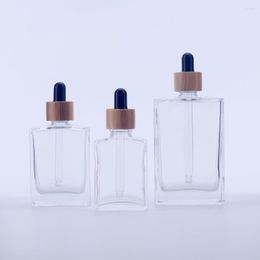 Storage Bottles 5PCS 30Ml 50ML 100ML Glass Dropper Bottle With Bamboo Cover Empty Cosmetic Packaging Container Vials Essential Oil