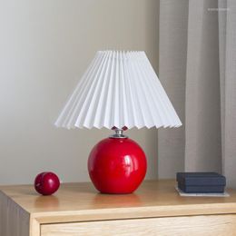 Table Lamps Vintage Korean Pleated Fold Wedding Decor Bedroom Bedside Lamp Led Nightstand Light Fixtures Art Desk