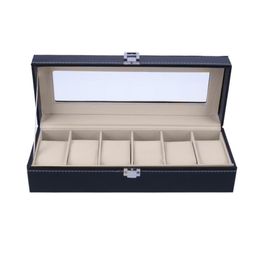 6 Slots Wrist Watch Display Case Box Jewelry Storage Organizer Box with Cover Case Jewelry Watches Display Holder Organizer290c