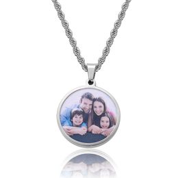 Pendant Necklaces Custom Round Charm Memorial P O Necklace Stainless Steel Jewelry Gifts Drop Delivery Pendants Dhqxc