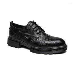 Dress Shoes Black Formal For Man Round Toe Lace Up Leather Party Business With