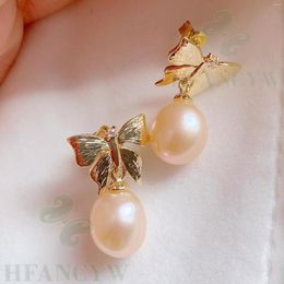 Dangle Earrings Pink Baroque Pearl Earring 18k Zircon Butterfly Hook Mesmerizing Natural Aurora Party Classic Women Cultured