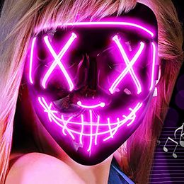 Party Masks Led Cosmask Halloween Neon Mask Masque Masquerade Light Glow In The Dark Cosplay Costume Supplies 230607