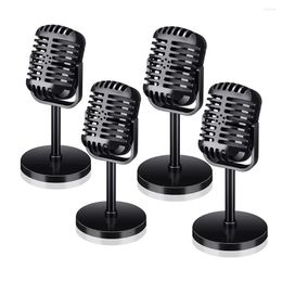 Microphones 4Pcs Retro Microphone Props Model Vintage Antique Toy Stage Table Decor Black