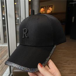 Ball Caps 2023 Ins Rhinestone Baseball Black White Breathable Casual Visors Hats Men Women Adjustable Sun Protector Cap Summer