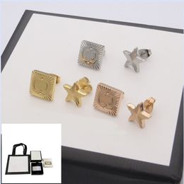 Classic Women Letter Stud Asymmetric Square Star Earrings 925 Silver Earrings Designer Jewelry Wedding Party Gift with Box Set