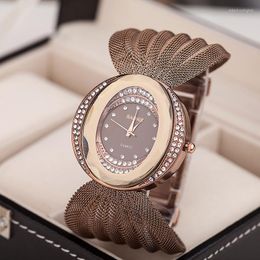 Wristwatches Selling Watches Oval Broadband Gold And Silver Mesh Strap Women's Fashionable Luxury