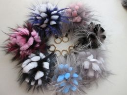 Keychains Real Rex Fur And Pineapple Flowers Bag Decorations/ Car Key Chains/Multicolored