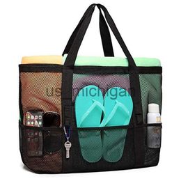 Evening Bags 9 Pockets Large Beach Bag For Towels Mesh Durable Picnic Bags For Toys Waterproof Underwear Pocket Beach Tote Bag Summer 2022 J230608