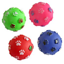 Funny Pet Dog Foot Print Ball Toy Colourful Sound Squeaky Toys for Dogs Cats Soft Rubber Chew Sound Interactive Ball Toys