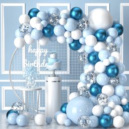 Other Event Party Supplies Silver Blue Balloon Garland Arch Kit Birthday Decor Kids Baby Shower Boy Confetti Latex Globos Wedding 230607