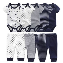 Clothing Sets 6/9/10PCS Baby Girl Clothes born Solid BodysuitsPants Cotton Baby Boy Clothes Short Sleeve Girls Baby Clothing Cartoon 230607