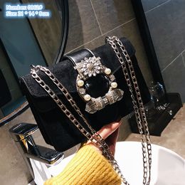 Factory wholesale ladies shoulder bags 3 Colours sweet buckle studded handbag flip frosted chain bag thickened stereotypes leather mobile phone coin purse 0862#