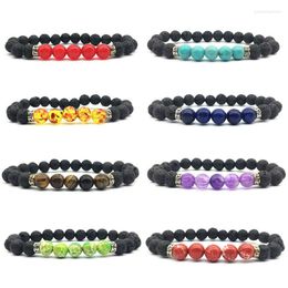 Strand 7 Chakra Essential Oils Diffuser For Women Men Lava Rock Natural Stone Charm Bracelet Yoga Jewellery