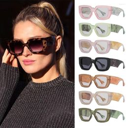 Sunglasses Retro Polygon Cat Eye Colourful Women Fashion Brand Designer Thick Frame Clear Lens Shades UV400 Men Sun Glasses