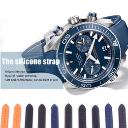 20mm 22mm Watch Strap Bands Blue Orange Black Waterproof Silicone Rubber Watchbands Bracelet Clasp Buckle For Omega Planet-Ocean T3080