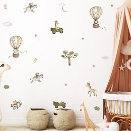 Lovely Animal Balloon Elephant Lion Giraffe Wall Stickers Nursery Home Decoration for Kids Room Baby Boys Bedroom Interior Decor