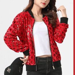 Women's Jackets Spring Autumn Heavy Industry Sequins Jacket 2023 Fashion Women's Coat Casual Long Sleeve Baseball Uniform Y85