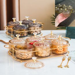 Dishes Plates Round Fruit Dish Nordic Dried Fruit Salad Plate Snack Dishes Snacks Grid Platos Preserved Fruit Tray Box Lid Bowl Seasoning Jar 230607