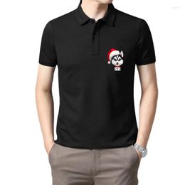 Men's Polos Trendy Creative Graphic T Shirt Top Siberian Husky Wearing A Santa Hat Christmas Amazing Unique Casual Short Sleeve For Mans