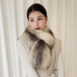 Scarves High Quality Women's Fur Scarf Winter Luxury Russian Double Sided Warm Trend Natural Windproof Thickened