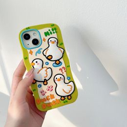 Free DHL wholesale INS Cartoon 3D stereoscopic Duck Phone silicone Case For iphone 14 13 12 11 Pro Max Kid Shockproof silicagel Soft Cover