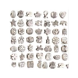 Metals Beads For Jewelry Making Big Hole Loose Diy Craft Wholesale Bracelet Charms Drop Delivery Dh6Fl