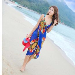 Cachecóis Feminino Vestido de Praia Sexy Sling Wear Sarong Biquíni Coberturas Saias Envoltórias Toalha Flor Abertura nas Costas Venda