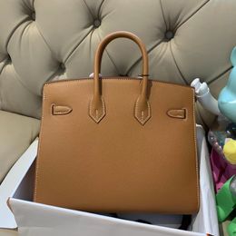 10A Top Designer Womens Bag Outer Stitching Brand 30CM Handmade Premium Wax Line Epsom Leather Luxury Classic Fashion Large Capacity Tote Without Shoulder Straps 12