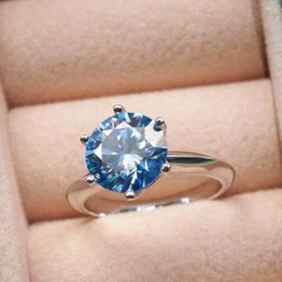 Cluster Rings Royal Blue Pink Moissanite Ring For Charm Lady With 1 2 3 Gemstone Female Sterling Silver Finger Jewerly