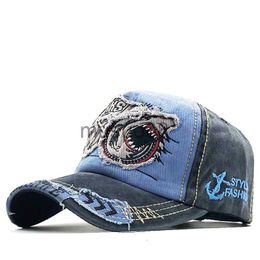 Ball Caps 2022 NEW Baseball Cap Vintage Shark Style Fishing Hat for Men Women Unisex-Teens Embroidered Snapback Flat Bill Hip Hop Hats J230608