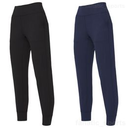 Lu Align Lu Lady Casual Gym Long Trousers Yoga Loose Jogging Pants Outdoor Running Sportswears Ready to Pockets Full Length Solid color Workout Sweatpant