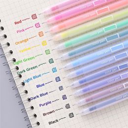 Ballpoint Pens 12 pcsset kawaii Coloured gel pens set School blue 05 mm ballpoint pen for journal Cute stationary school supplies 230608