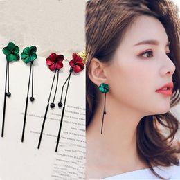 Stud Earrings Chaoren Flower Korea Simple And Versatile Personality Tassel Long Temperament Women