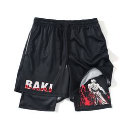 Men's Shorts Anime Baki Basketball Shorts 2 In1 Performance Shorts To Gym Fitness Men Women Summer Mesh Quick Dry Haman Print Sports Shorts 230607
