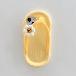Бесплатный DHL Оптовая мультипликация солнца цветочные шлепанцы Slipper 3D для iPhone 14 13 12 Mini 11 Pro XS MAX XR X SE 6 7 8 PLUS Soft Silicone Phone Cope Cople