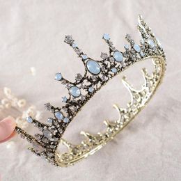 Hair Clips Vintage Tiaras Baroque Golden Rhinestone Crowns Crystal Full Circle Bridal Diadem Headpiece Jewelry Wedding Accessories