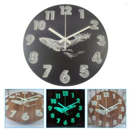 Wall Clocks Household Hanging Wood Clock Silent Luminous Decorative Whale Pattern Craft